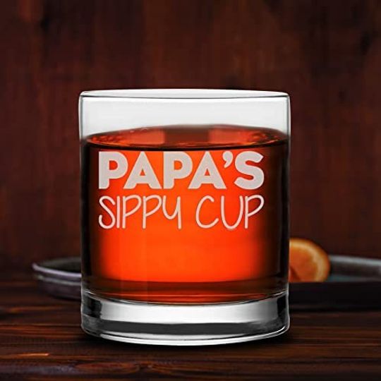 Papa's Sippy Cup Whiskey Glass Dads Cool Legend Gag First Fathers Day Gifts
