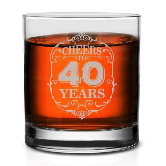 Cheers To 40 Years Old Fashioned Glass Birthday Gift For Someone Who Loves Drinking 40th Party Favors Forty and Fabulous
