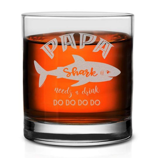 Papa Shark Needs A Drink Old Fashioned Glass Funny Birthday Gifts Fathers Day Birthday Gifts For New Dad Daddy Stepdad