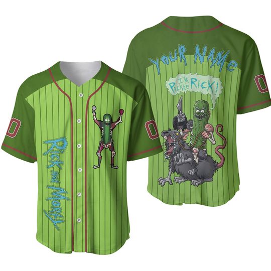 Custom Rick And Rickandmorty Pickle Evolution,Personalized Baseball Jersey Family,Funny Movie Cartoon Gift For Fans,Custom Name Shirt,Birthday Gift