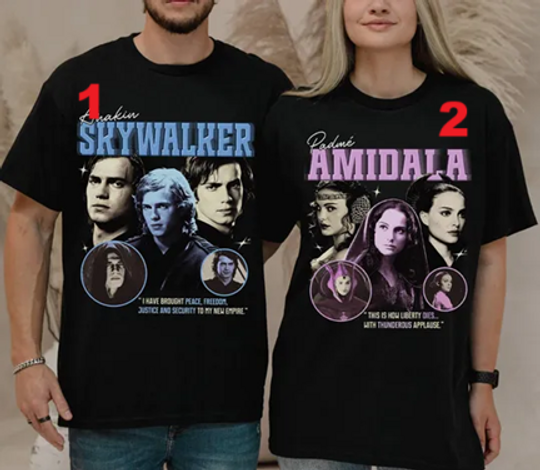 Starwars Padme Amidala Anakin Skywalker Couple Shirt, Attack of the Clones Shirt, Disneyland Family Matching Shirt, Galaxy's Edge Trip Shirt
