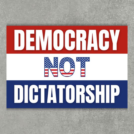 Pro Democracy Protest Sign for No Kings Rally, Anti-Trump Yard Sign, Fight Oligarchy, Refuse Fascism