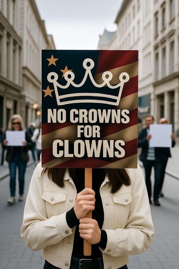 No Kings Sign - Crowns for Clowns, Donald Trump Protest Print