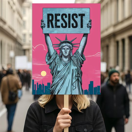 Resistance No Kings In America Protest Sign - Anti-Trump Political Activist Poster, Rally Sign, Resist Fascism