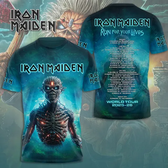 Iron Maiden Inspired Run For Your Lives World Tour 2025 3D T-Shirt