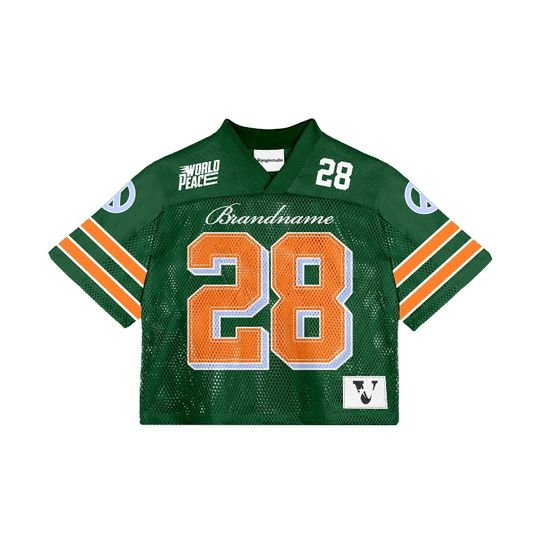 Y2K Crop Top Mesh Baseball Jersey with Green Splicing Design and Letter Pattern for Women