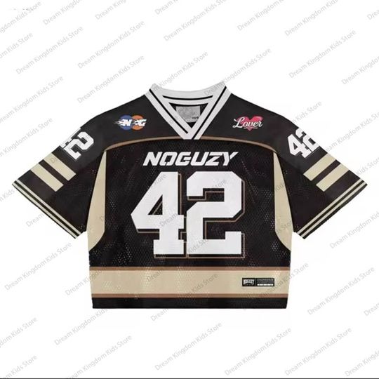 Olive Letter Striped Short-sleeved Crop Top Mesh Baseball Jersey