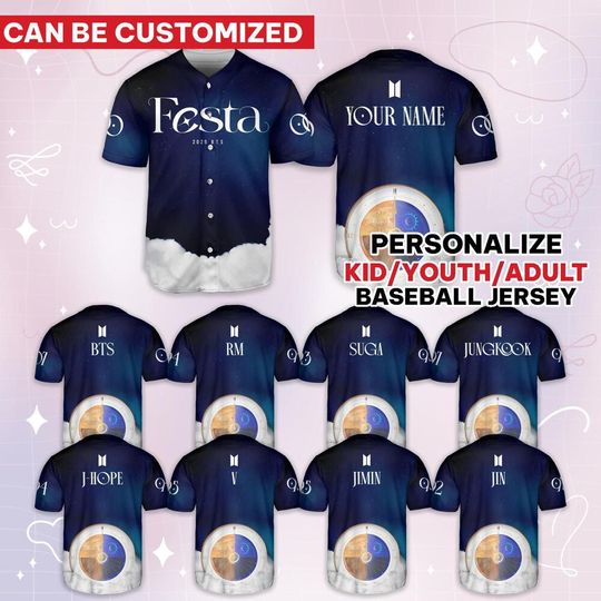 Custom BTS Festa 2025 Cloud & Time Baseball Jersey Kpop Trending Jersey, Jersey For Adult Kid, BTS Merch, Gift For Kpop Fans