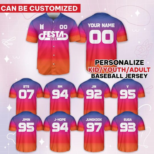 Custom Boy Group BTS Festa 2025 Baseball Jersey Kpop Trending Jersey, Jersey For Adult Kid, BTS Merch, Gift For Kpop Fans