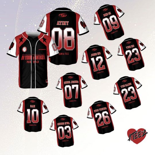 ATEEZ In Your Fantasy World Tour 2025 Baseball Jersey, Ateez Kpop Jersey, ATEEZ Concert Shirt, ATEEZ Merch, Ateez Members Kpop Shirt, Kpop T