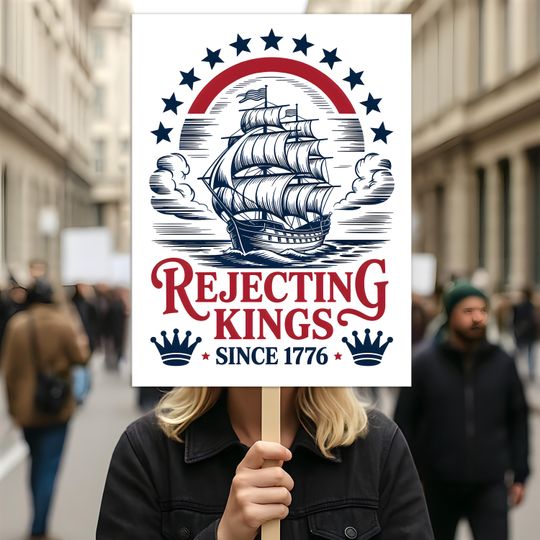 No Kings In America Protest Sign, Anti-Trump Resistance, Political Activist Poster, Rally Sign, Resist Fascism Protest Poster