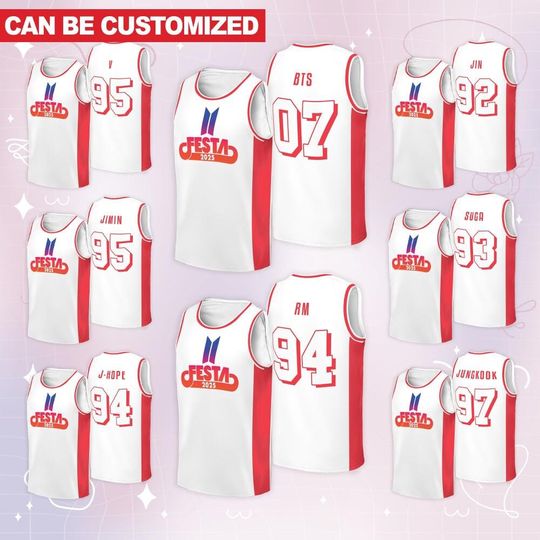 2025 Boy Group FESTA White Basketball Jersey Kpop Trending Jersey, Jersey For Adult Kid, BTS Merch, Gift For Kpop Fans