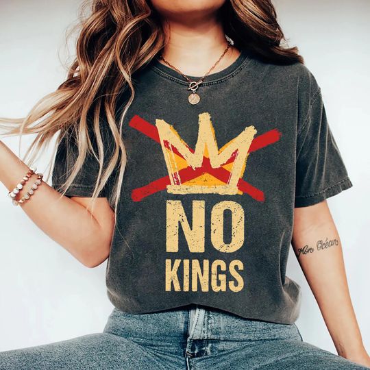 Discover NO KINGS Shirt, Anti Authoritarian Protest Shirt, No Kings In America Shirt, Political Tee, Democracy Tee, Democracy Not Monarchy Shirt