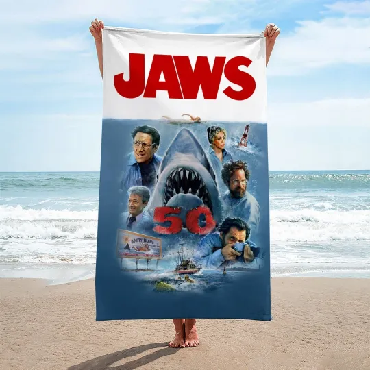 Jaws Rectangle Beach Towel 50th anniversary