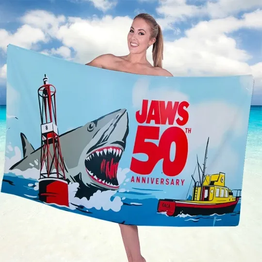 Jaws Rectangle Beach Towel 50th anniversary 2025