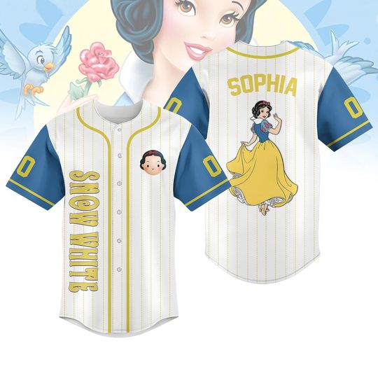 Discover Custom Disney Snow White Princess Baseball Jersey, Snow White And The Seven Dwarfs Shirt, Magic Kingdom Family Holiday, Baseball Shirt