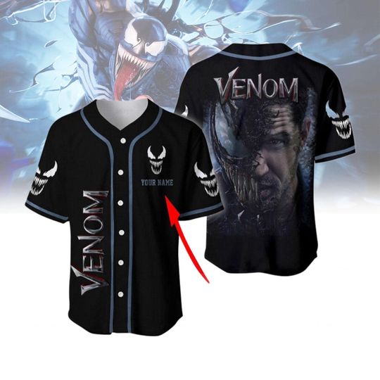 Personalized Venom Baseball Jersey, Venom Spider Baseball Shirt, Eddie Brock Jersey, Superhero Shirt, Movie Shirt, Gifts For Venom Fans