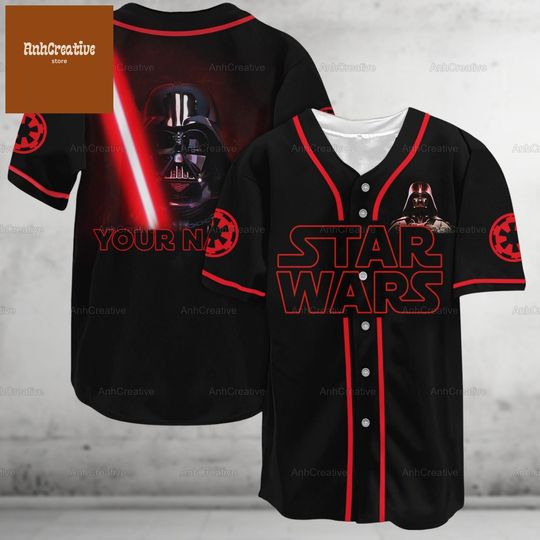 Personalized Darth Vader Baseball Jersey, Star Wars Baseball Tee, Disney Darth Vader Character Jersey Shirt, Galaxy's Edge Gift For Men