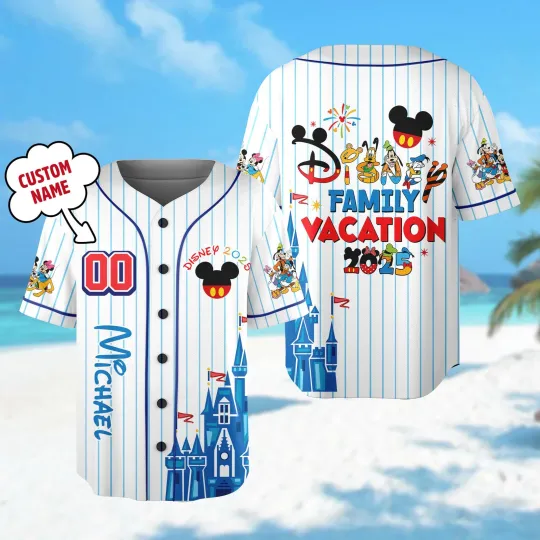 Custom Mickey Mouse Baseball Jersey Castle Basketball Jersey
