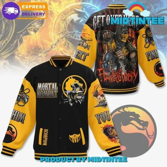 Mortal Kombat Get Over Here Customized Baseball Jacket