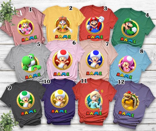Super Mario Shirt, Super Mario Birthday Shirt, Super Mario Family Shirt, Super Mario & Friends Party Matching Shirt, Friend Gift Tshirts