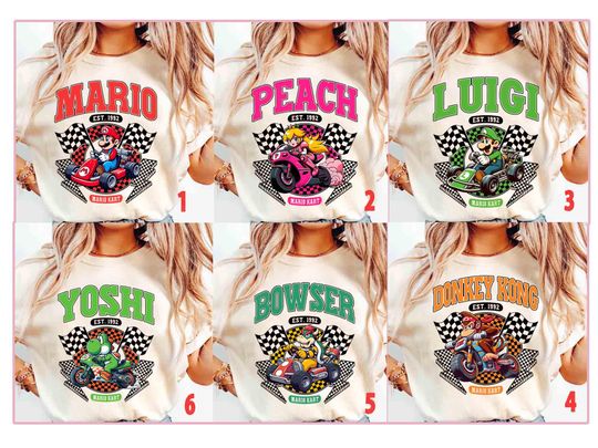 Comfort Colors Characters Mario Kart Characters Shirt, Mario Kart Shirt, Mario Character Shirt, Super Mario Family Shirt,Mario Gaming Shirt