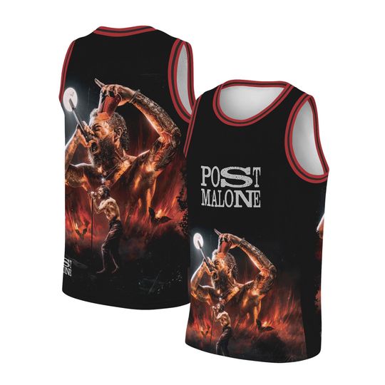 Vintage Post Malone Rap Music Tour Basketball Jersey , Retro Washed 9OZ Heavyweight Apparel, Perfect Gift for Music Enthusiasts