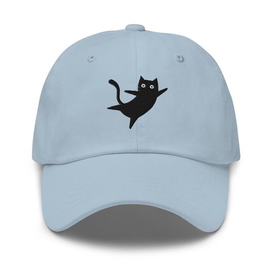 Discover Cute Black Cat Dad Cap | Gift For Kitten Owners | Cotton Baseball Hat | Multiple Colors | Unisex For Him & For Her