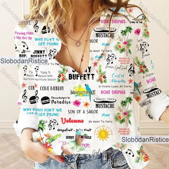 Discover Jimmy Buffett Women Casual Shirt, Music Women Blouses