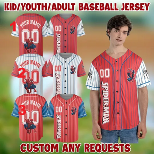 Personalized Spiderman Baseball Jersey, Superhero Spidey Birthday, Spiderman Birthday Family , Matching Family Baseball Jersey