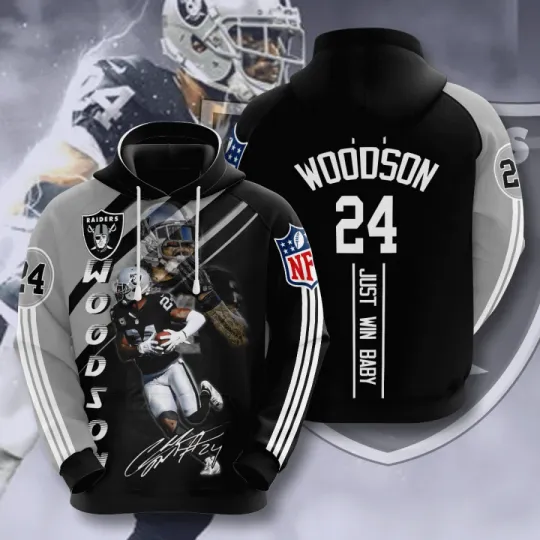 Charles Woodson #24 Raiders Football 3D  Hoodie