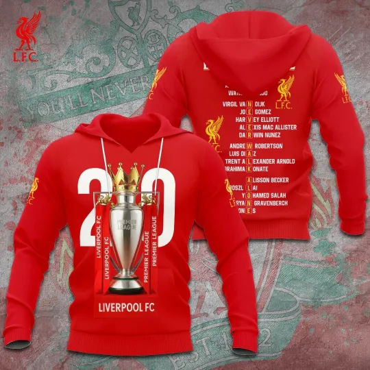 Liverpool FC 3D Hoodie, 2025 Champions Edition, Football Fan Apparel, Gift Idea