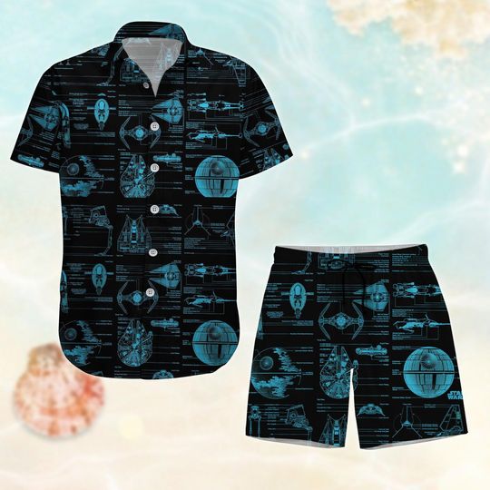 Star Wars Button Shirt/Shorts, Summer Beach Shorts, Starwars Movie Hawaiian Shirt, Spaceship Aloha Shirt Men Women, Funny Vacation Tee