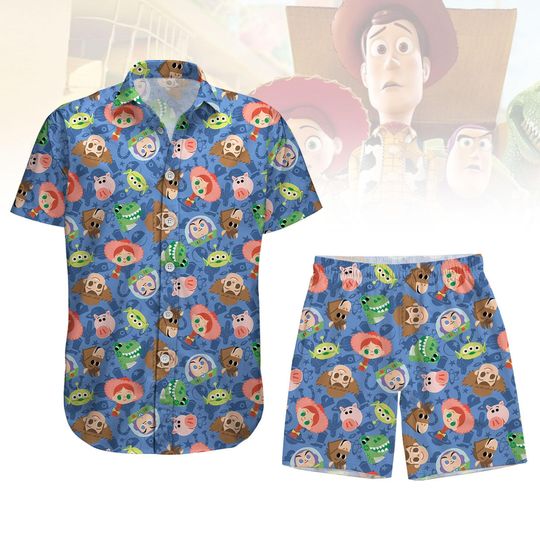 Disney Toy Story Button Shirt, Toy Story Family Hawaiian Shirt, Beach Shorts Men, Buzz Lightyear Woody Tee, Vacation  Shirt For Trip
