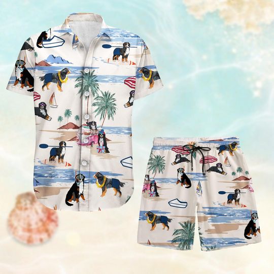 Basset Hound Hawaiian Shirt And Shorts, Basset Hound Button Shirt, Cute Dog Beach Shorts, Animal Love Vacation Shirt, Summer Pants