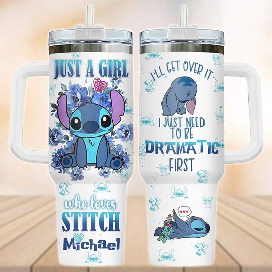 Just A Girl Who Love Stitch Tumbler 40oz, Custom Ohana Means Family Tumbler, Stitch Aloha Insulated Tumbler, Disney Trip Tumbler Cup