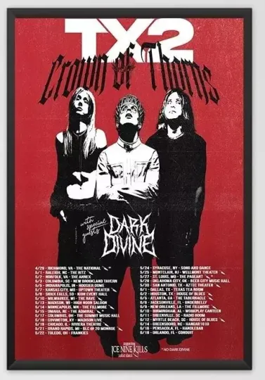 TX2 Band Crown Of Thorns Tour 2025 With Special Guests Dark Divine Poster