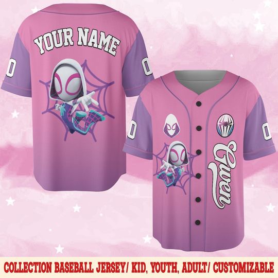 Personalized Ghost Spider Spidey And His Amazing Friends Baseball Jersey, Baseball Jersey Kids, Youth, Adult, Spider Birthday Jersey
