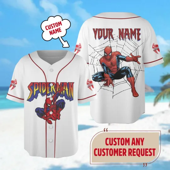 Personalized Spiderman Baseball Jersey Custom Spider Man Jersey