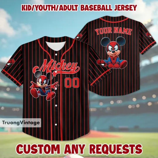 Personalize Disney Spider Man Mickey Baseball Jersey Collection Choose Style Jer