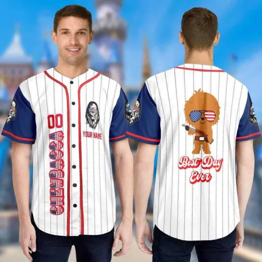 Personalized Star Wars Chewbacca Happy 4th Of July Baseball Jersey Shirt