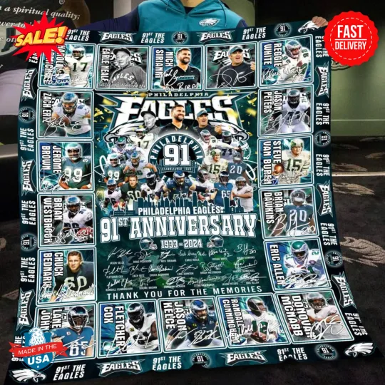 Philadelphia Eagles 91st Anniversary 1933-2024 Thank You Blanket