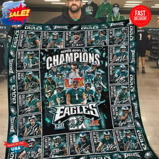 Philadelphia Eagles Champions 2025 Super Bowl LIX Blanket