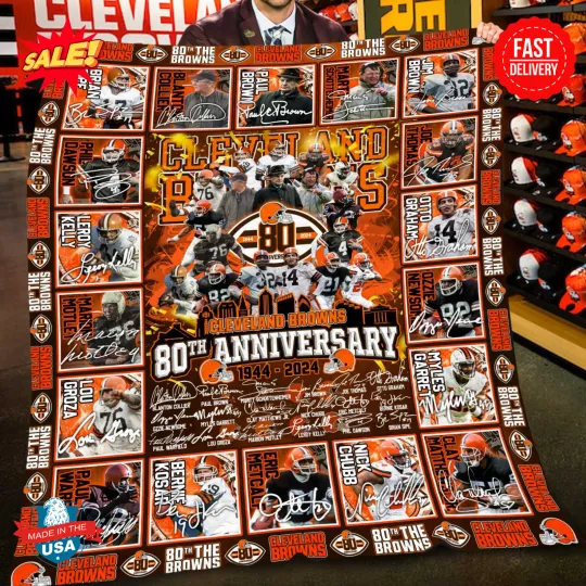 The Cleveland Browns 80th Anniversary 1944-2024 Blanket