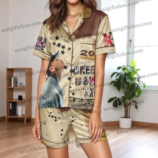 Chris Brown Breezy Bowl XX 2025 Pajamas  Concert Tour Sleepwear Set Unisex Short PJs, Music Fan Gift, Breezy Bowl Tour XX Shirt