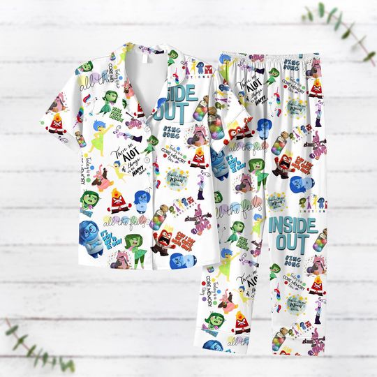 Inside Out Characters Short Sleeve Thick Pajamas, Inside Out Pajamas Set, Inside Out Shirt, Disney Emotions Movie Shirt, Feelings Shirt