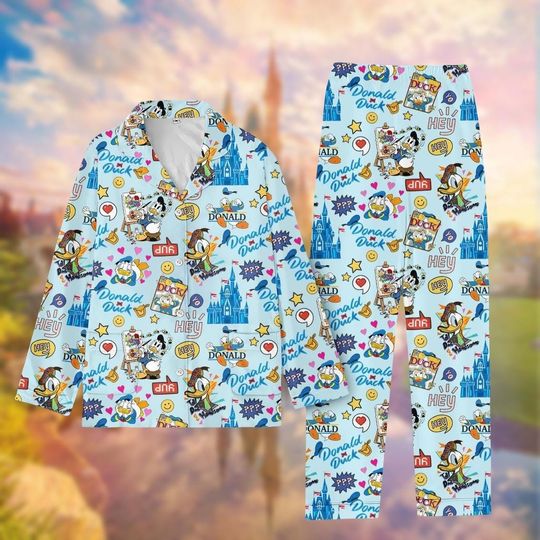 Donald Duck Pajamas Set, Disney Duck Pajamas, Donald Duck Holiday Pajamas, Donald Duck Pajamas Pants, Pajamas For Party, Set Of Pajamas