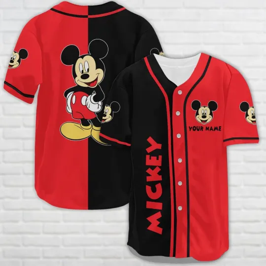 Custom Disney Baseball Jersey Mickey Jersey Shirt Cartoon Movie Baseball Shirt