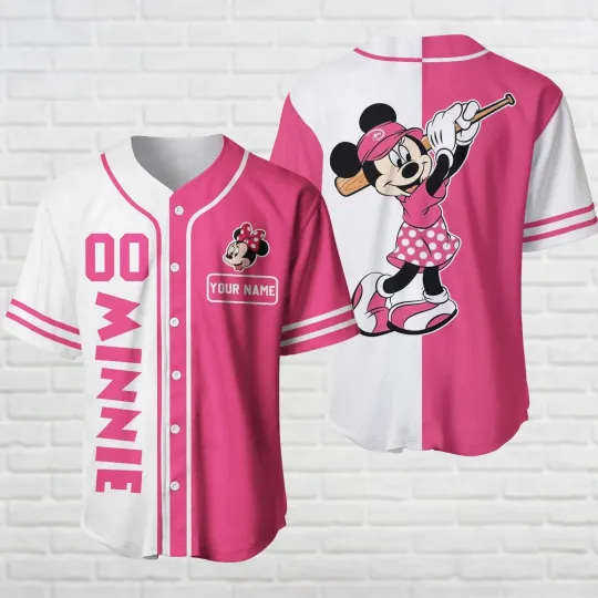 Minnie Mouse Jersey Disney Mouse Baseball Shirt Cartoon Movie Jersey Shirt