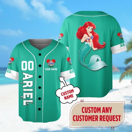 Personalize Baseball Jersey Mermaid Shirt Kid Adult Sport Birthday Gift